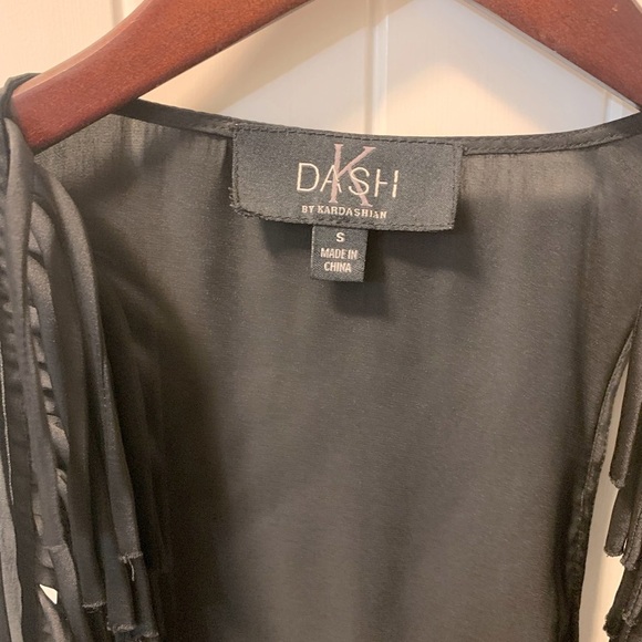 5/$25 Item K Dash By Kardashian Black Fringe Vest - Picture 2 of 5